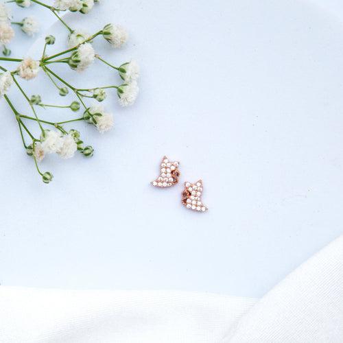 Cute Kitty Sterling Silver Rose Gold Studs