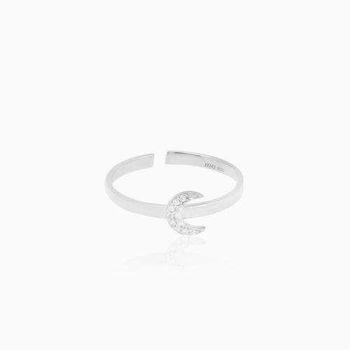 Crescent Moon Sterling Silver Ring