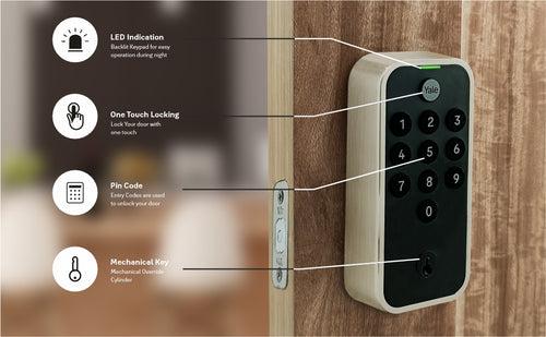 Yale TYE Digital Lock, Satin Nickel Finish, with PIN and Manual Key