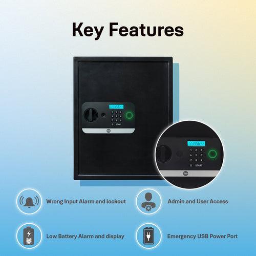 Yale Stellar Biometric Safe Locker with Keypad- Extra Large for Home and Office, 59Litres