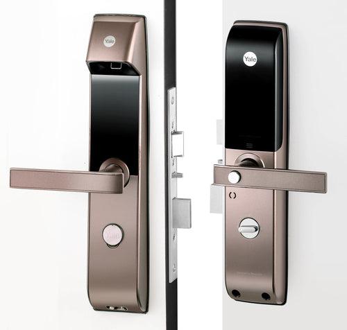 YDM 4115 -A Series, Biometric Smart Lock, Brown with Fingerprint, PIN, manual key and Yale Home App With Bluetooth Module and Wifi Connect Bridge