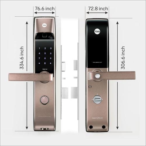 YDM 4115 -A Series, Biometric Smart Lock, Brown with Fingerprint, PIN, manual key and Yale Home App With Bluetooth Module and Wifi Connect Bridge