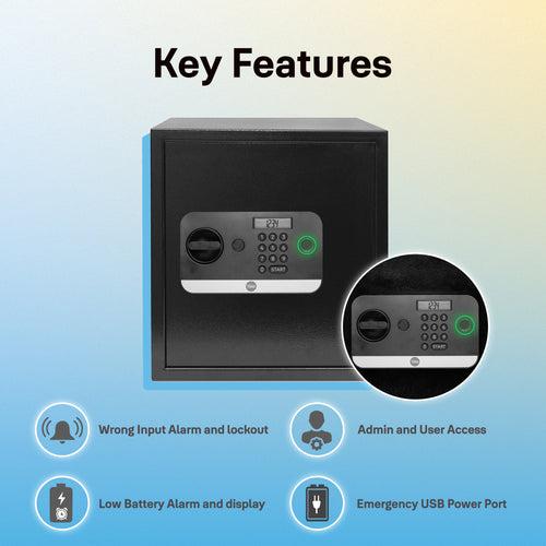 Yale Stellar Biometric Safe Locker with Keypad- Extra Large for Home and Office