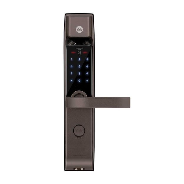 YDM 4115 -A Series, Biometric Smart Lock, Brown with Fingerprint, PIN, manual key and Yale Home App