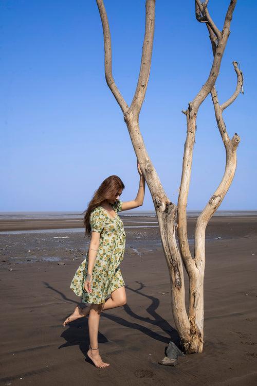 Garden Glow Block Print Dress