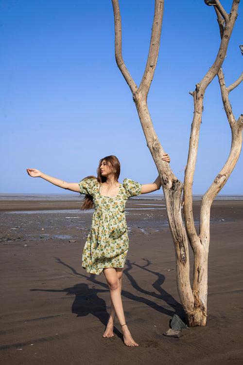 Garden Glow Block Print Dress