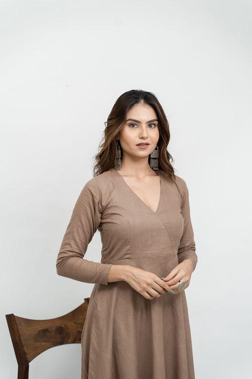 Golden Beige Mal Cotton Kurta Set