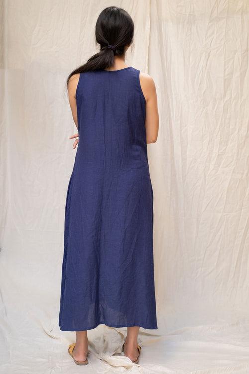 Indigo Cotton Medi Dress