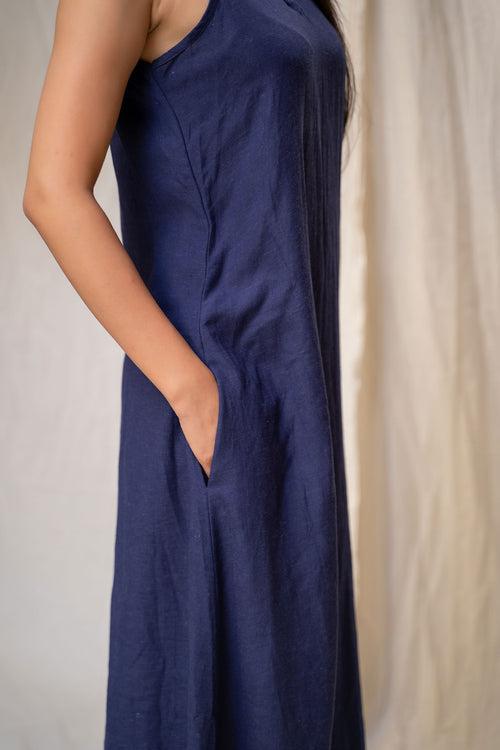 Indigo Cotton Medi Dress