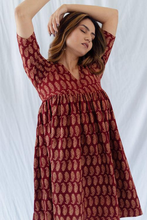 Brick Red Cotton Dress