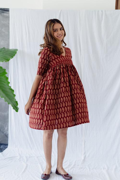 Brick Red Cotton Dress