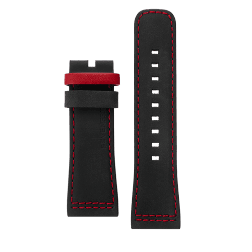 STRAP, Leather, Black with Red stitching (P1B/10)