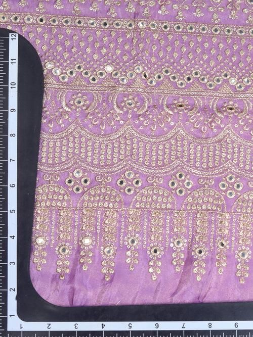 Lilac Purple Zari & Mirror Work Fabric