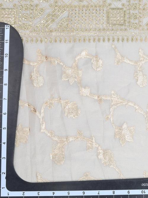 Off-White Brocade With Golden Zari Border