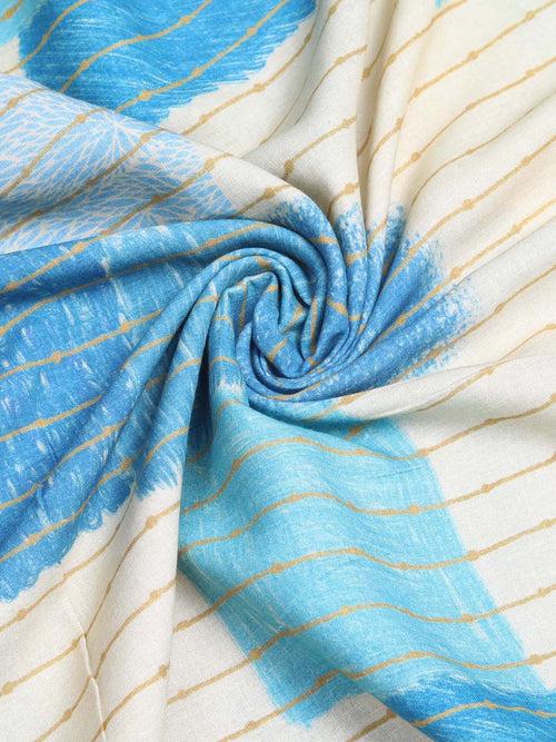 Cream & Blue Ink Hue Linen Cotton