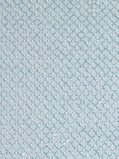 Light Blue Embroidered Checks Net