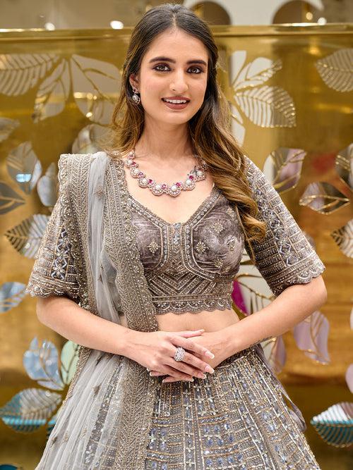 Grey Velvet Charismatic Lehenga