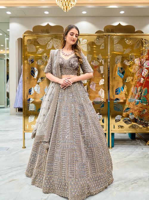 Grey Velvet Charismatic Lehenga