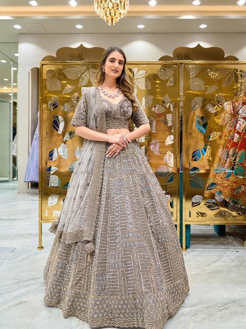 Grey Velvet Charismatic Lehenga