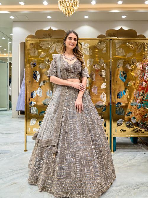 Grey Velvet Charismatic Lehenga