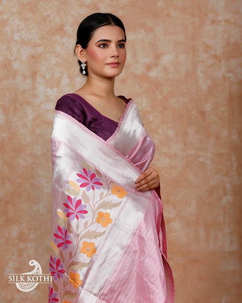 ORCHID PINK PAITHANI BORDER KATAN SILK BANARASI HANDLOOM SAREE