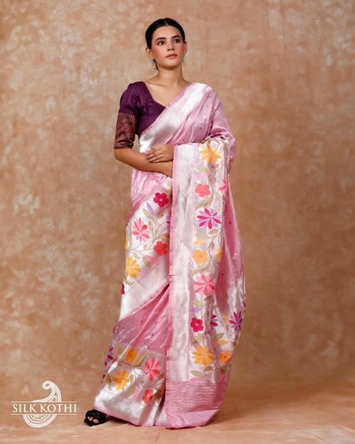 ORCHID PINK PAITHANI BORDER KATAN SILK BANARASI HANDLOOM SAREE