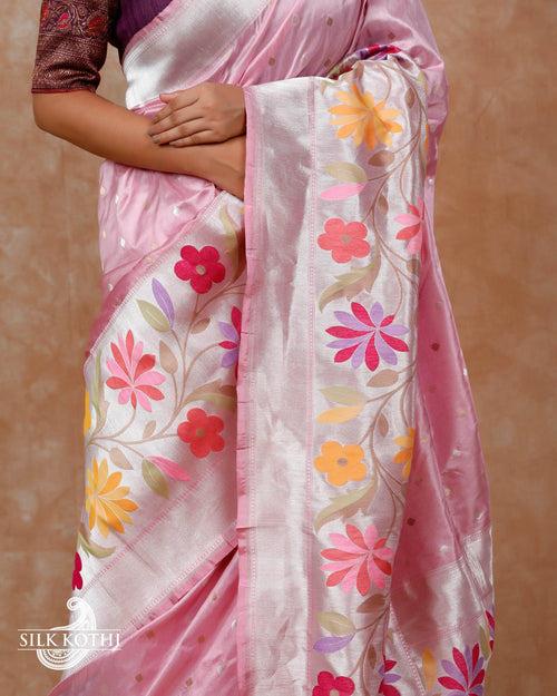 ORCHID PINK PAITHANI BORDER KATAN SILK BANARASI HANDLOOM SAREE