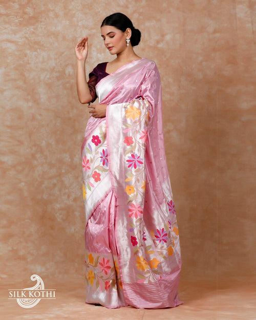 ORCHID PINK PAITHANI BORDER KATAN SILK BANARASI HANDLOOM SAREE