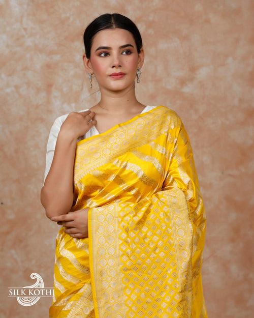 YELLOW KATAN SILK UPPADA BANARASI HANDLOOM SAREE