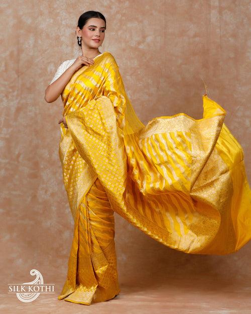 YELLOW KATAN SILK UPPADA BANARASI HANDLOOM SAREE