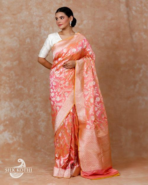 ROSE PINK RUPA SONA KATAN SILK UPPADA BANARASI HANDLOOM SAREE