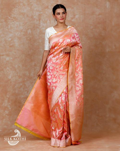 ROSE PINK RUPA SONA KATAN SILK UPPADA BANARASI HANDLOOM SAREE