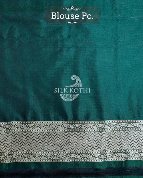 DARK GREEN KATAN SILK UPPADA BANARASI HANDLOOM SAREE