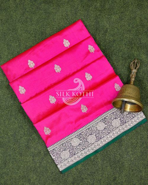 MAGENTA PINK KADHWA KATAN SILK BANARASI HANDLOOM SAREE