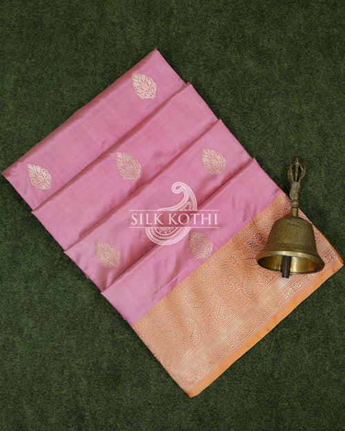 ONION PINK KADHWA KATAN SILK BANARASI HANDLOOM SAREE