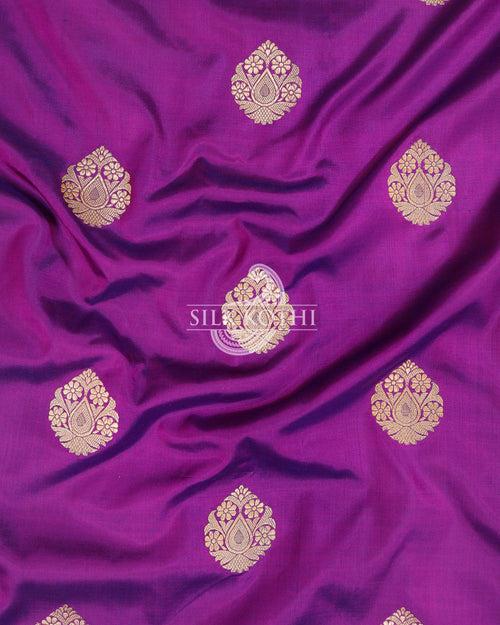 VIOLET KADHWA MEENAKARI BORDER KATAN SILK BANARASI HANDLOOM SAREE