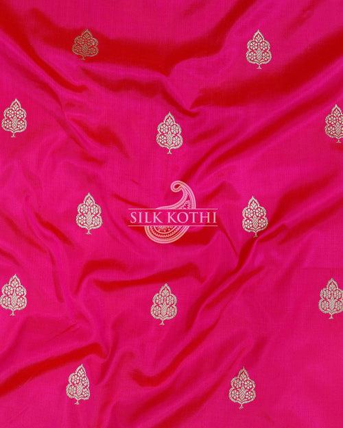 MAGENTA PINK KADHWA KATAN SILK BANARASI HANDLOOM SAREE