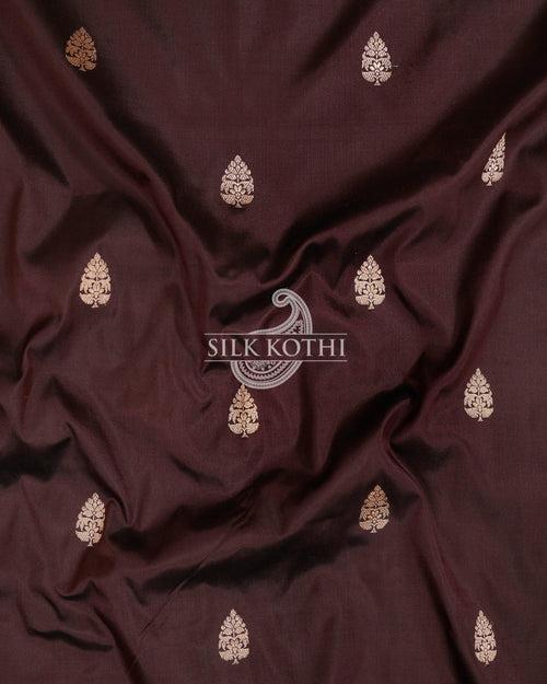 DARK CHOCOLATE BROWN KADHWA KATAN SILK BANARASI HANDLOOM SAREE