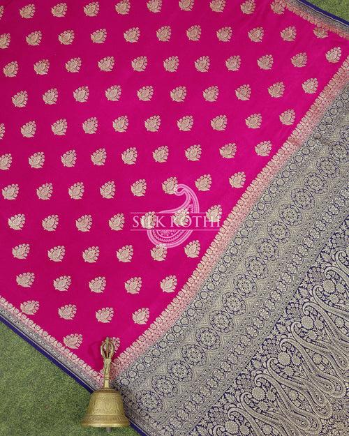 MAGENTA PINK CREPE GEORGETTE BANARASI HANDLOOM SAREE