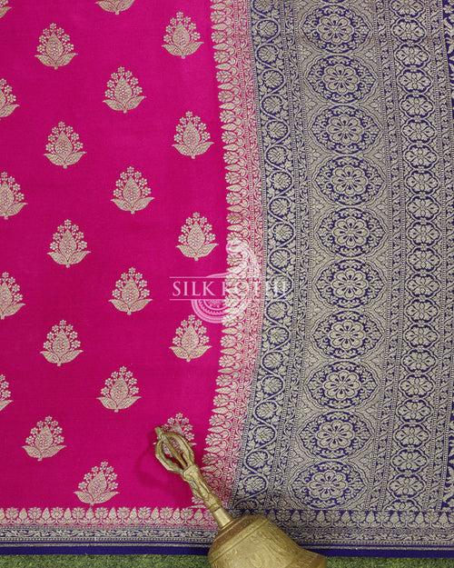 MAGENTA PINK CREPE GEORGETTE BANARASI HANDLOOM SAREE