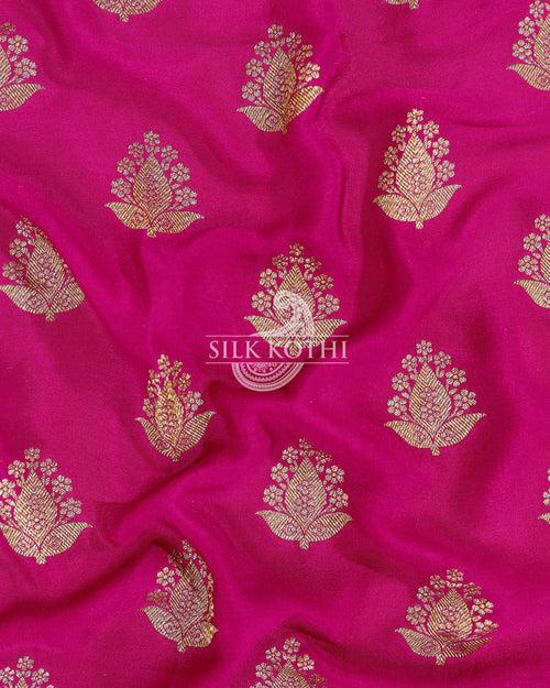 MAGENTA PINK CREPE GEORGETTE BANARASI HANDLOOM SAREE