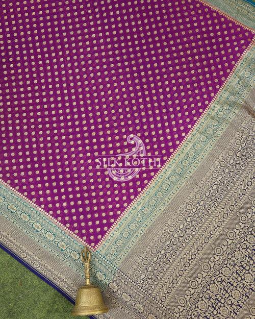 GRAPE PURPLE KHADDI GEORGETTE BANARASI HANDLOOM SAREE