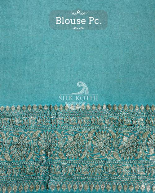 PALE TURQUOISE GEORGETTE CHIFFON BANARASI HANDLOOM SAREE