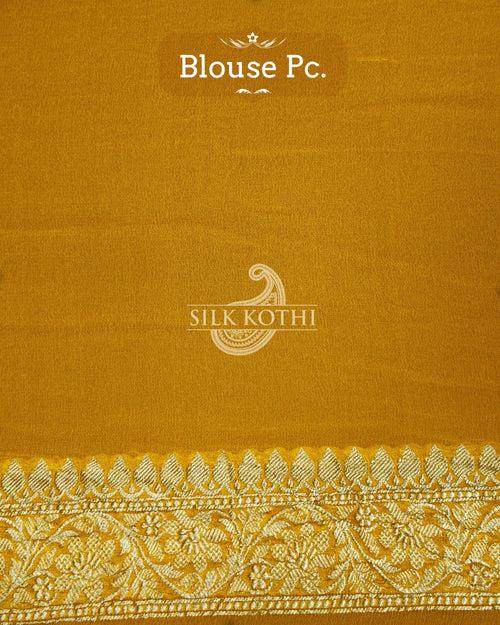 YELLOW SHADED GEORGETTE CHIFFON BANARASI HANDLOOM SAREE