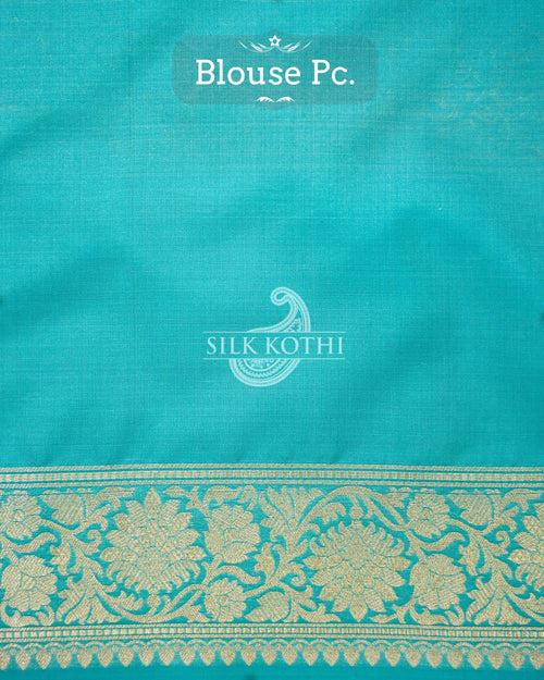 TURQUOISE KATAN SILK UPPADA BANARASI HANDLOOM SAREE