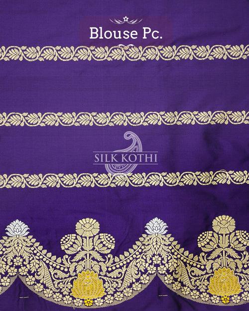 CADBURY PURPLE KADHWA MEENAKARI BORDER KATAN SILK BANARASI HANDLOOM SAREE