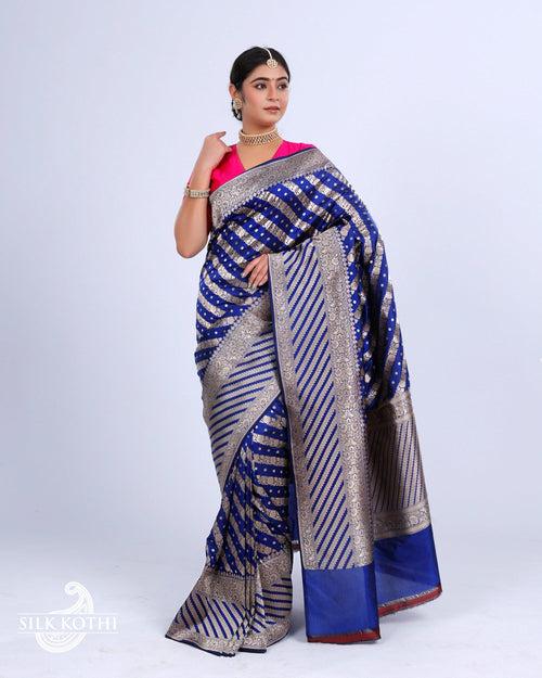 ROYAL BLUE KATAN SILK UPPADA BANARASI HANDLOOM SAREE