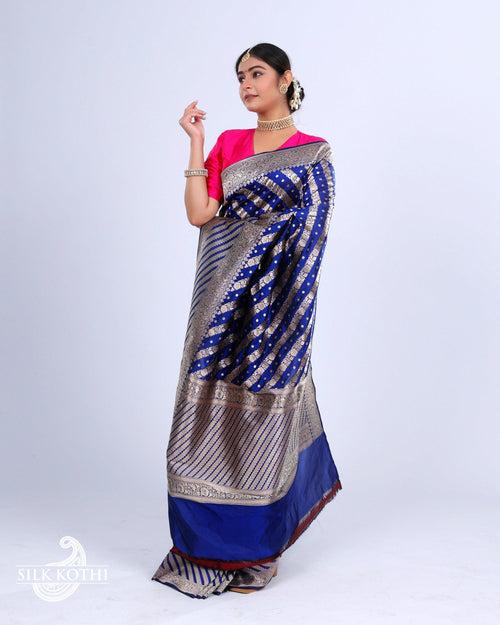 ROYAL BLUE KATAN SILK UPPADA BANARASI HANDLOOM SAREE