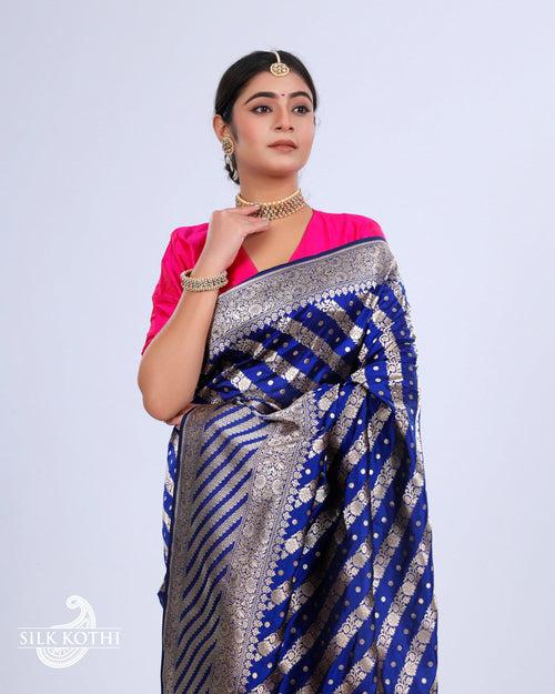 ROYAL BLUE KATAN SILK UPPADA BANARASI HANDLOOM SAREE