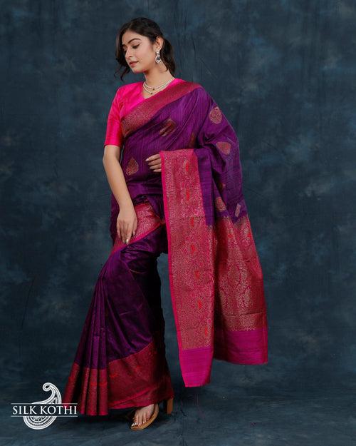 INDIGO MEENAKARI DUPION SILK BANARASI HANDLOOM SAREE